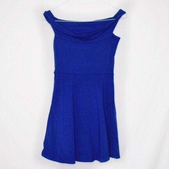 Wayf Dress S Womens Off Shoulder Mini Blue Fit and Flare Party Cocktail Date - Picture 3 of 5